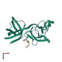 PDB entry 3k0y coloured by chain, top view.