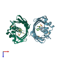 PDB entry 3k0z coloured by chain, top view.