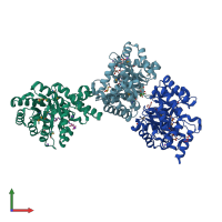 PDB entry 3k13 coloured by chain, front view.