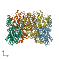 PDB entry 3k1a coloured by chain, front view.