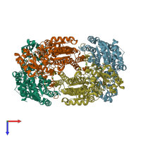 PDB entry 3k1a coloured by chain, top view.