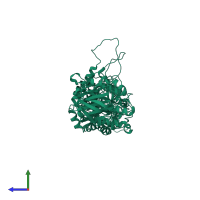 PDB entry 3k1d coloured by chain, side view.