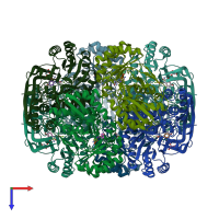 PDB entry 3k1g coloured by chain, top view.