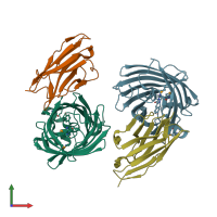 PDB entry 3k1k coloured by chain, front view.