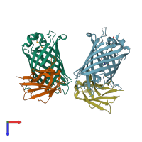 PDB entry 3k1k coloured by chain, top view.