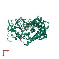 PDB entry 3k1o coloured by chain, top view.