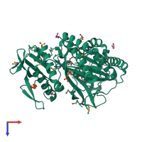 PDB entry 3k1t coloured by chain, top view.