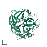 PDB entry 3k1u coloured by chain, front view.