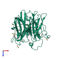 PDB entry 3k1u coloured by chain, top view.