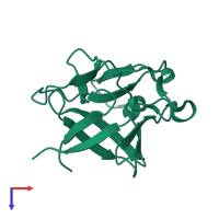 Monomeric assembly 3 of PDB entry 3k1x coloured by chemically distinct molecules, top view.