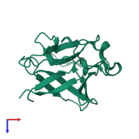Monomeric assembly 5 of PDB entry 3k1x coloured by chemically distinct molecules, top view.