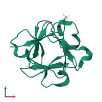 Fibroblast growth factor 1 in PDB entry 3k1x, assembly 1, front view.