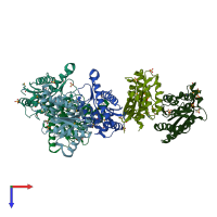 PDB entry 3k1y coloured by chain, top view.