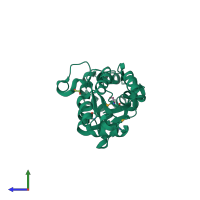 PDB entry 3k1z coloured by chain, side view.