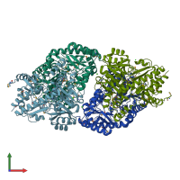 PDB entry 3k28 coloured by chain, front view.