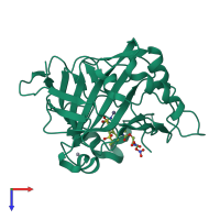 PDB entry 3k2f coloured by chain, top view.