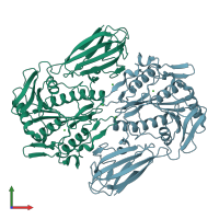 PDB entry 3k2i coloured by chain, front view.