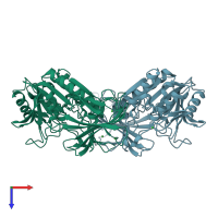 PDB entry 3k2i coloured by chain, top view.
