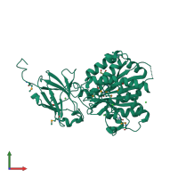 PDB entry 3k2k coloured by chain, front view.