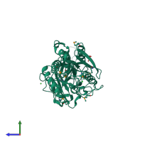 PDB entry 3k2k coloured by chain, side view.