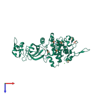 Monomeric assembly 1 of PDB entry 3k2l coloured by chemically distinct molecules, top view.