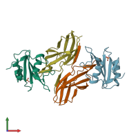 PDB entry 3k2m coloured by chain, front view.