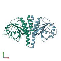 PDB entry 3k2n coloured by chain, front view.