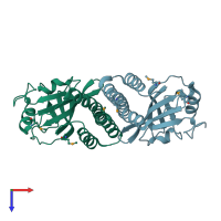 PDB entry 3k2n coloured by chain, top view.