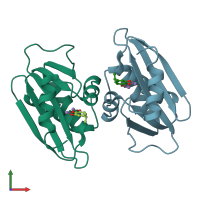 PDB entry 3k2p coloured by chain, front view.