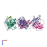 PDB entry 3k2u coloured by chain, top view.