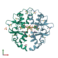 PDB entry 3k2v coloured by chain, front view.