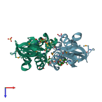 PDB entry 3k2v coloured by chain, top view.