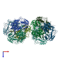 PDB entry 3k2w coloured by chain, top view.