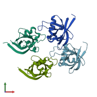 PDB entry 3k2y coloured by chain, front view.