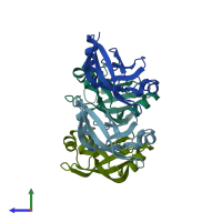 PDB entry 3k2y coloured by chain, side view.