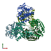 PDB entry 3k32 coloured by chain, front view.