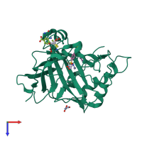 PDB entry 3k34 coloured by chain, top view.