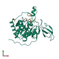 Monomeric assembly 4 of PDB entry 3k35 coloured by chemically distinct molecules, front view.