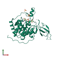 Monomeric assembly 5 of PDB entry 3k35 coloured by chemically distinct molecules, front view.