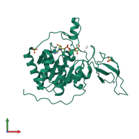 Monomeric assembly 6 of PDB entry 3k35 coloured by chemically distinct molecules, front view.