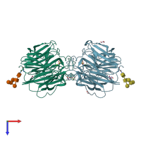 PDB entry 3k36 coloured by chain, top view.