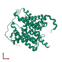 PDB entry 3k3f coloured by chain, front view.