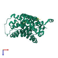 PDB entry 3k3f coloured by chain, top view.