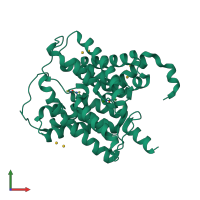 PDB entry 3k3g coloured by chain, front view.