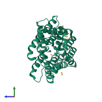 PDB entry 3k3g coloured by chain, side view.