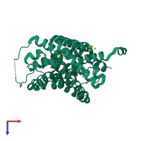 PDB entry 3k3g coloured by chain, top view.