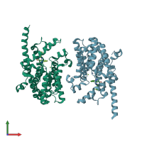 PDB entry 3k3h coloured by chain, front view.