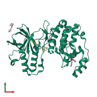 PDB entry 3k3i coloured by chain, front view.