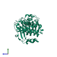 PDB entry 3k3n coloured by chain, side view.