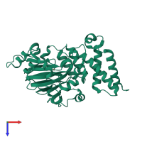 PDB entry 3k3n coloured by chain, top view.